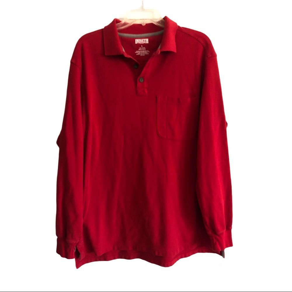 DULUTH TRADING RED L/S POLO SHIRT L